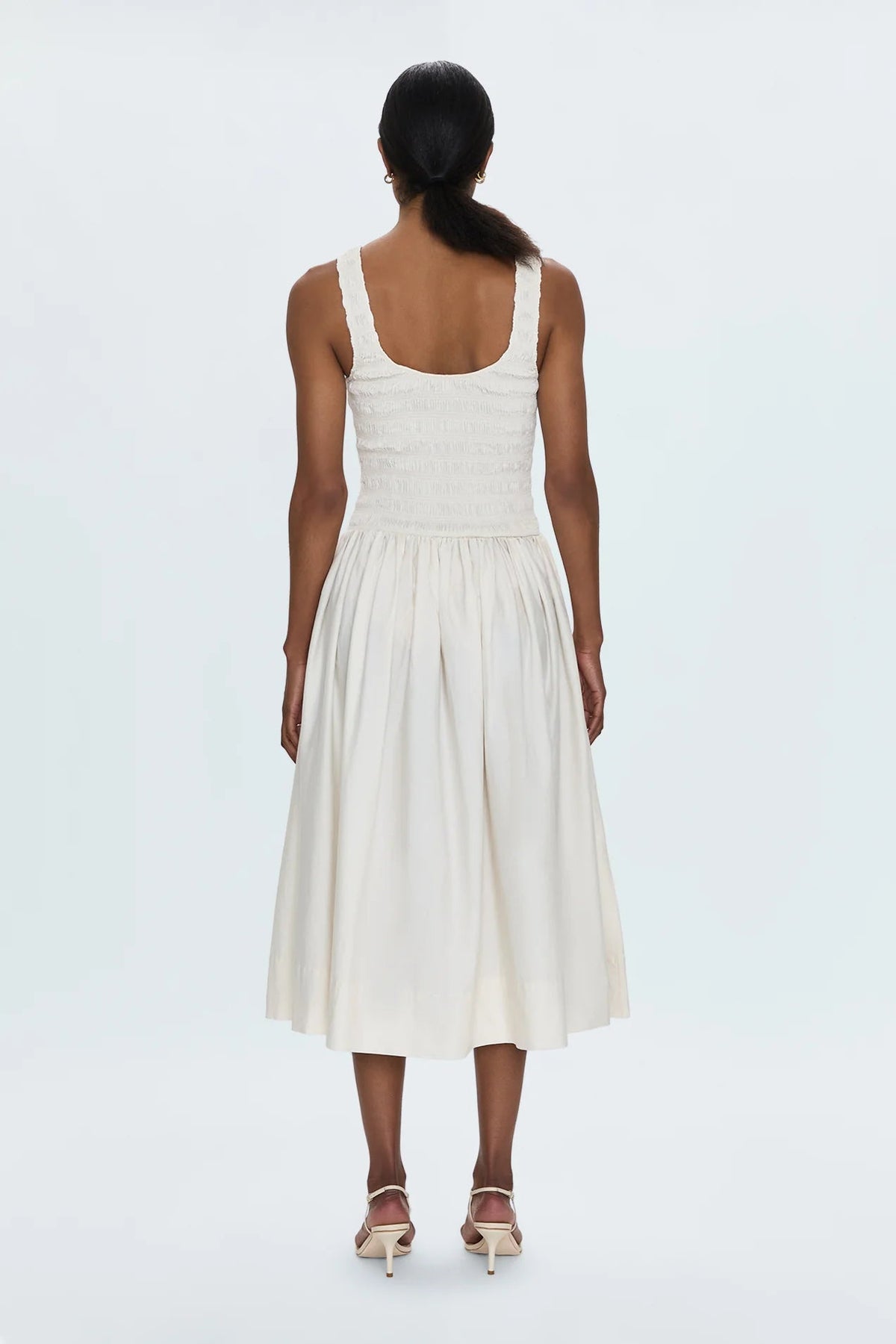 Alessia Smocked Drop Waist Dress - Shell - Styled With Claire Pistola
