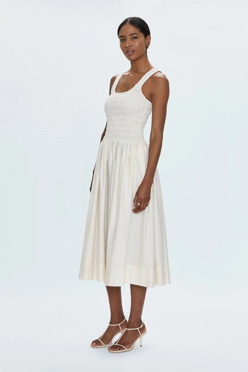 Alessia Smocked Drop Waist Dress - Shell - Styled With Claire Pistola