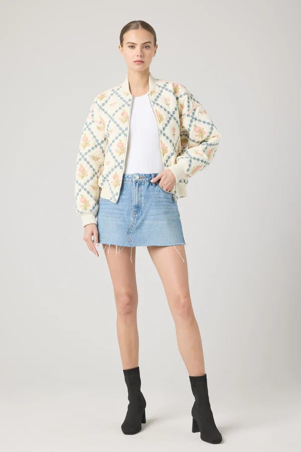 Floral Embroidered Quilted Bomber Jacket - Styled With Claire BLANKNYC