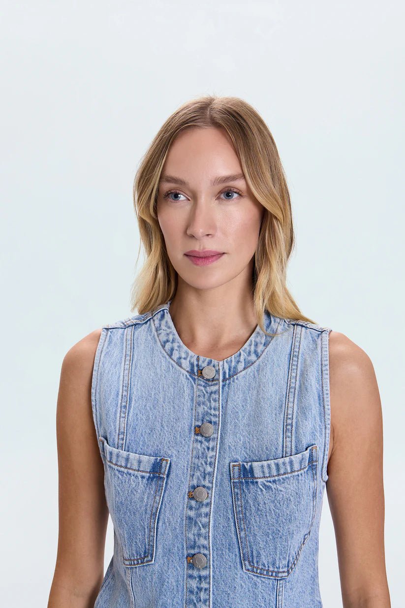 Gia Fitted Collarless Vest - Styled With Claire Pistola