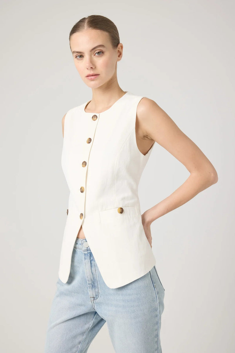 Linen Blend Button - Front Vest - Styled With Claire BLANKNYC