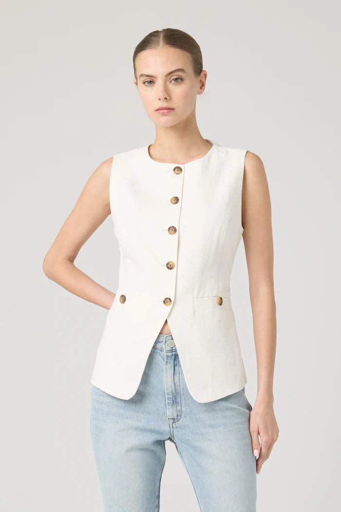 Linen Blend Button - Front Vest - Styled With Claire BLANKNYC