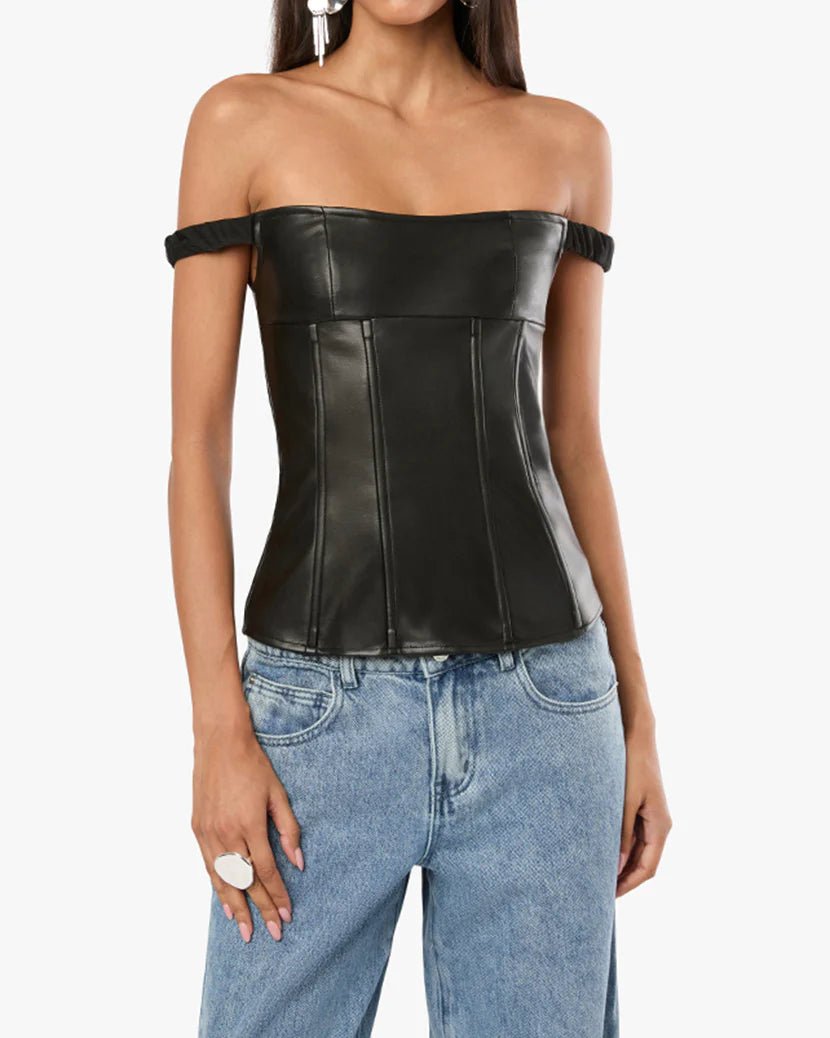 Off Shoulder Vegan Leather Corset - Styled With Claire WEWOREWHAT