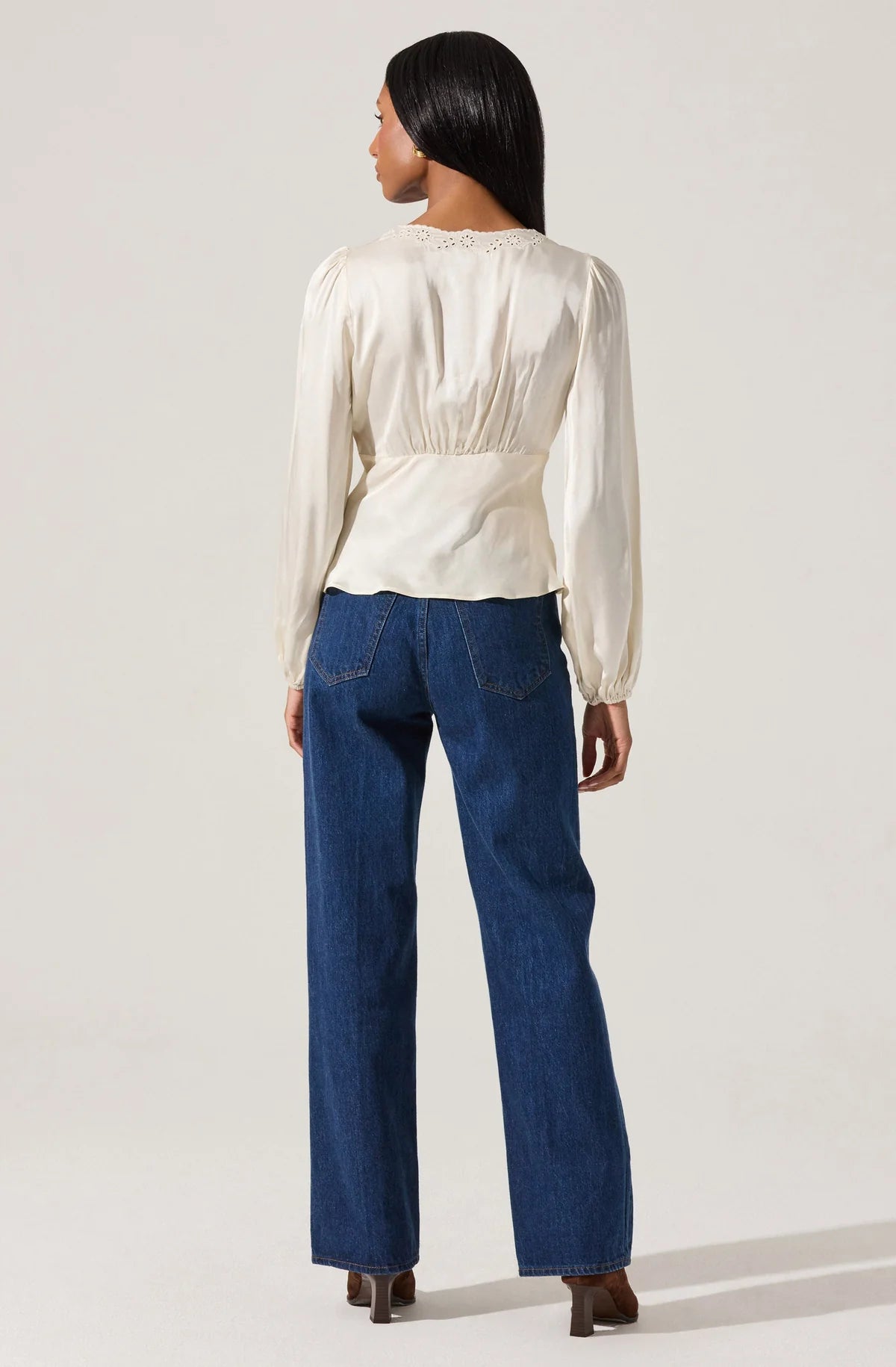 Roya Eyelet Trim Satin Top - Styled With Claire ASTR THE LABEL