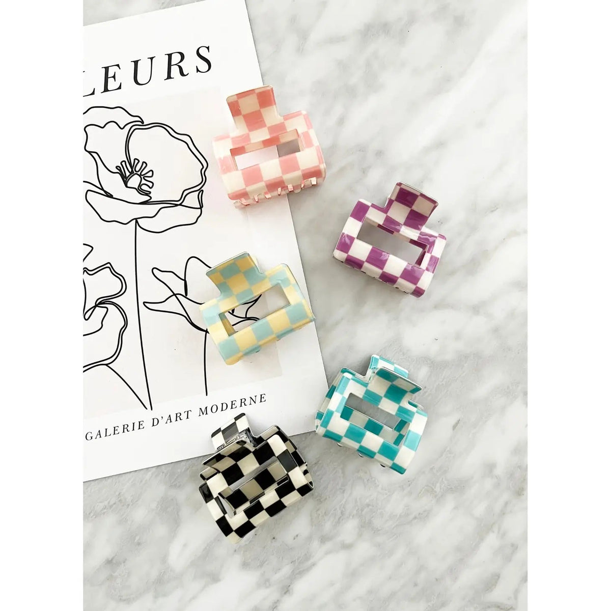 Checkered 2-Inch Hair Clip - Styled With Claire LoveLina