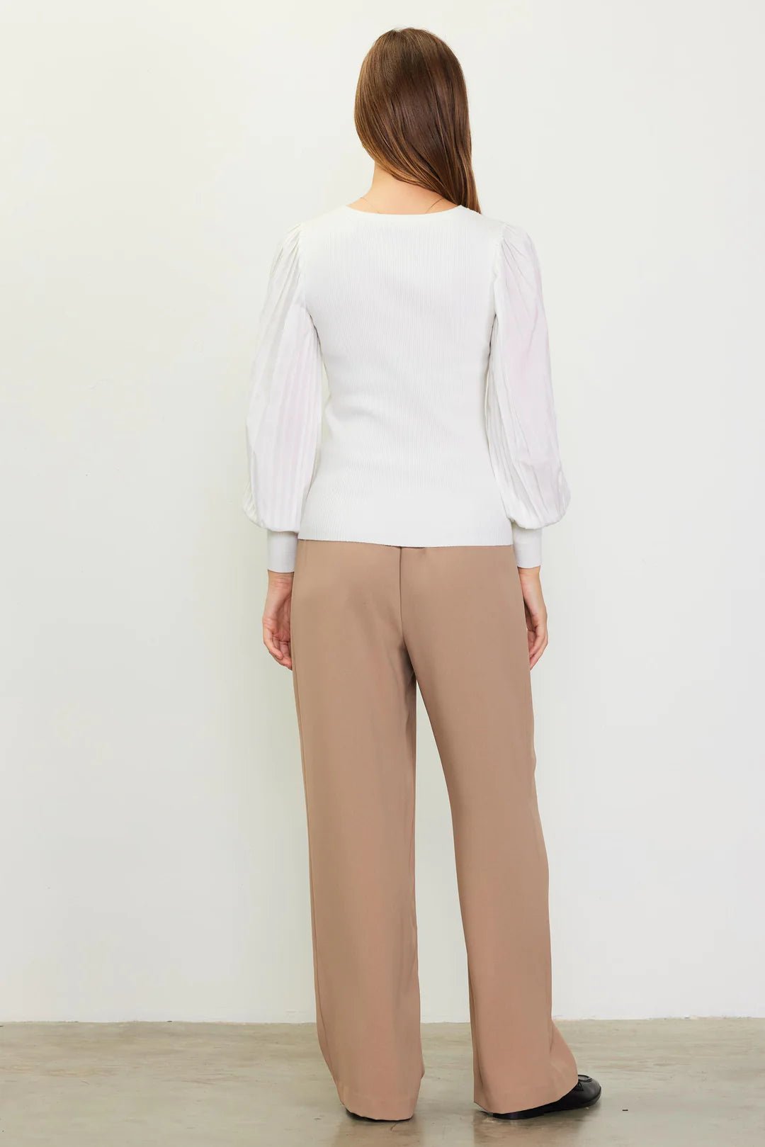 Mixed Media Pleated Sleeve Top - Styled With Claire SKIES ARE BLUE