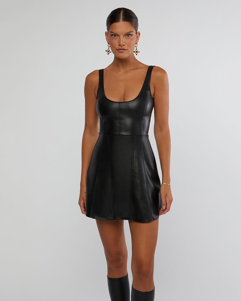 Faux Leather Mini Dress