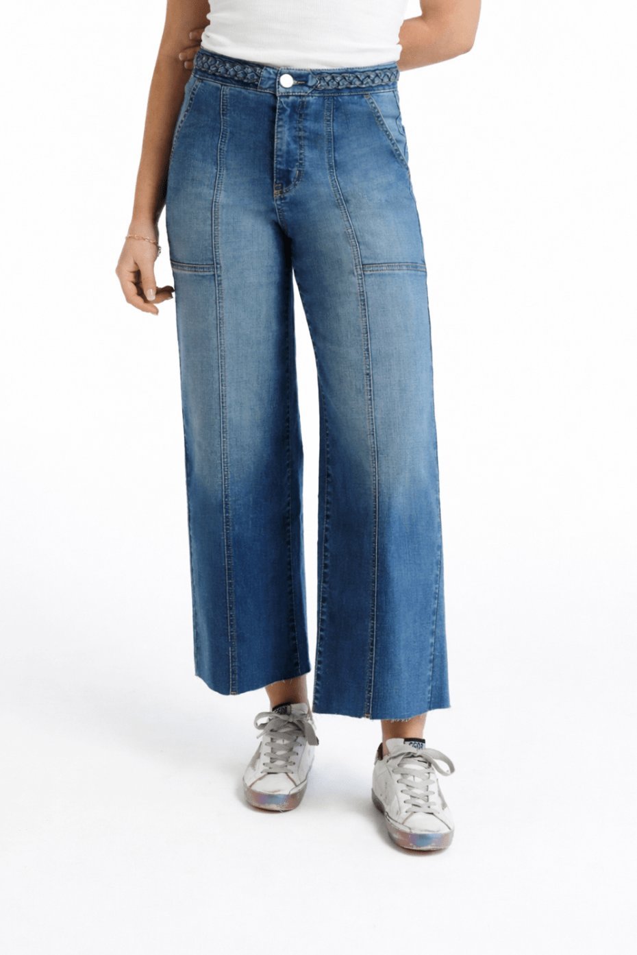 1822 Denim | 27'' High Rise Wide Leg W/ Braid Waistband - Styled With Claire 1822 Denim