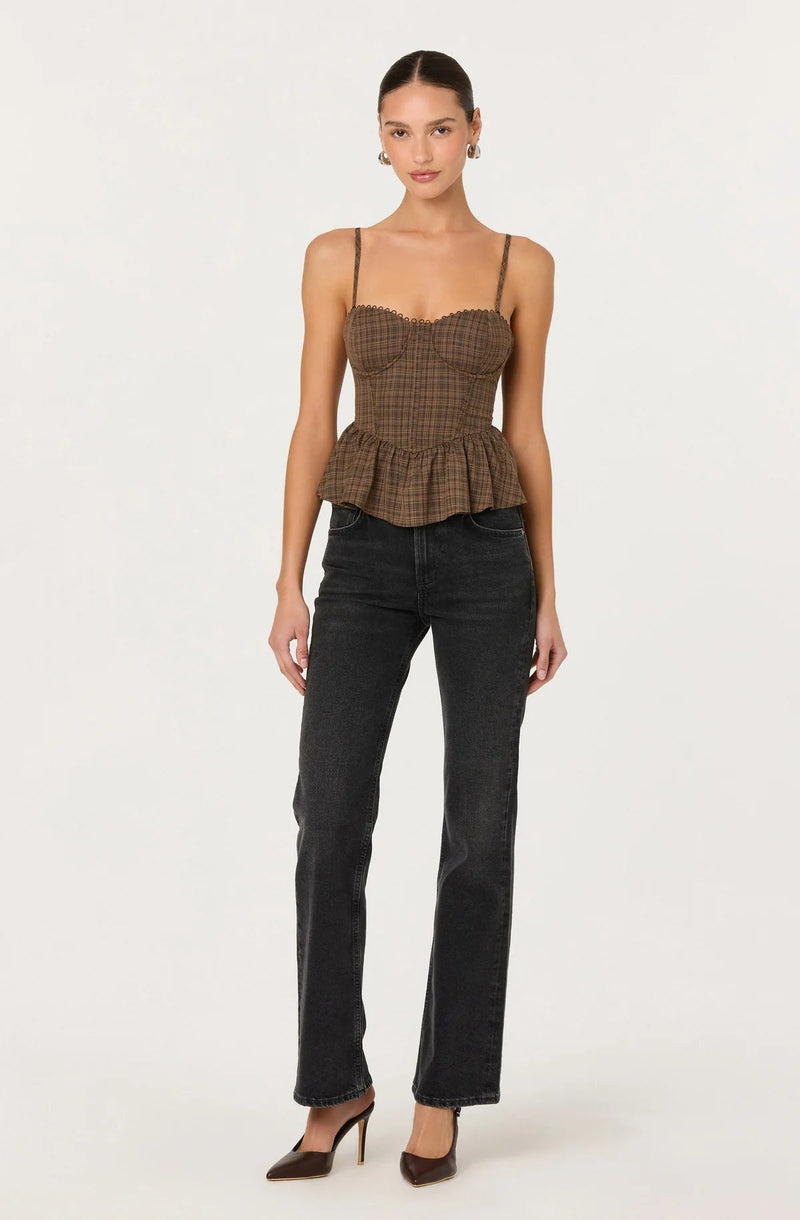 Baylin Plaid Peplum Bustier Top - Styled With Claire ASTR THE LABEL