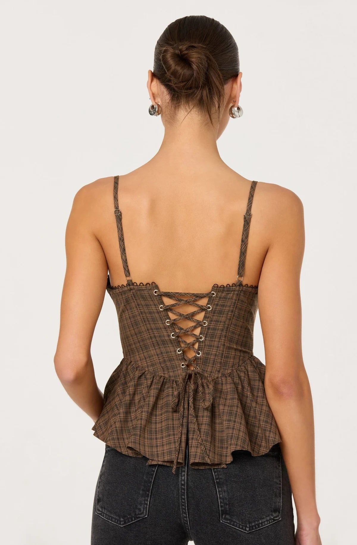 Baylin Plaid Peplum Bustier Top - Styled With Claire ASTR THE LABEL