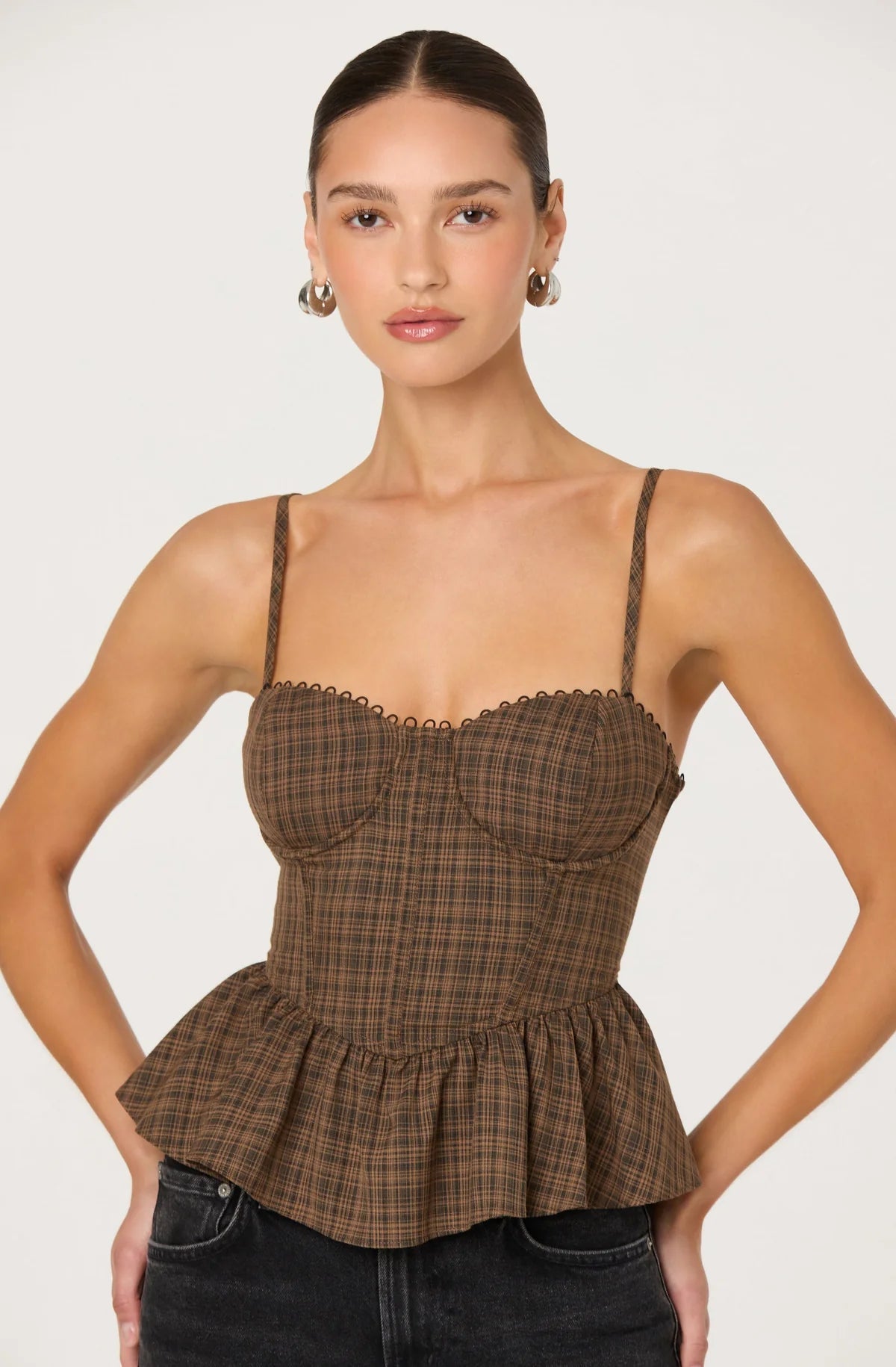 Baylin Plaid Peplum Bustier Top - Styled With Claire ASTR THE LABEL