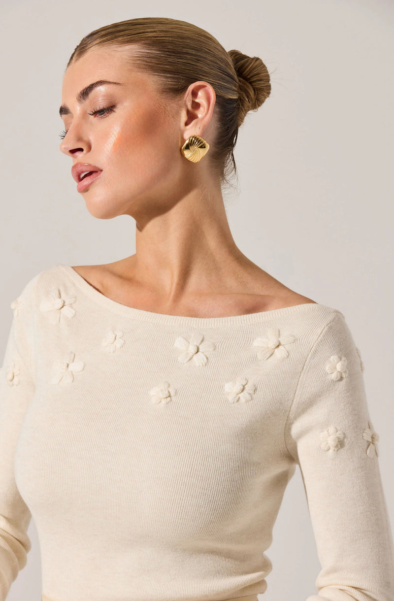 Bluma Embroidered Boatneck Sweater - Styled With Claire ASTR THE LABEL