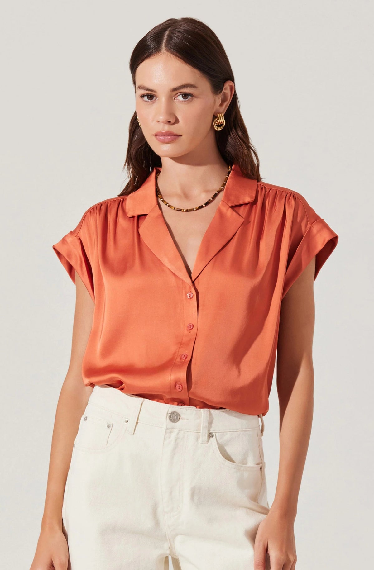 Callen Satin Button Up Top - Styled With Claire ASTR THE LABEL