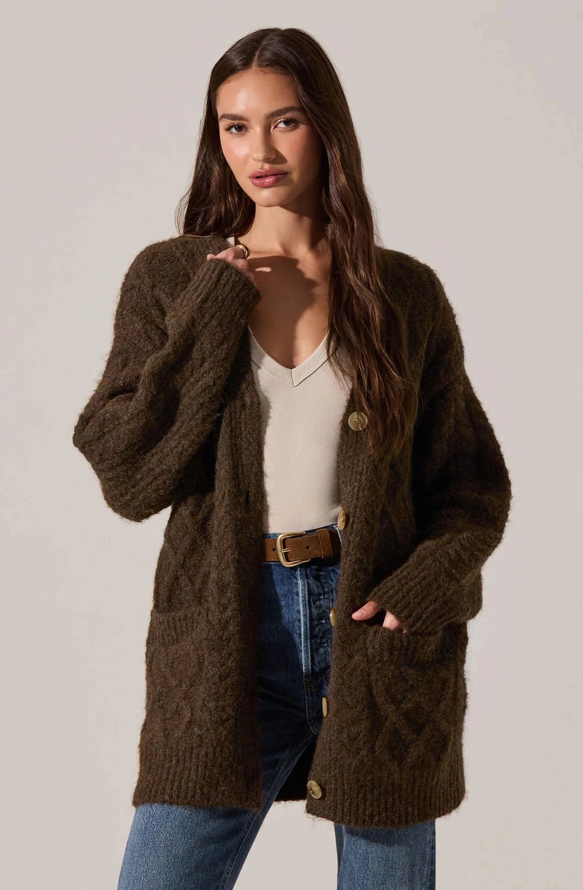 Charli Cable Knit Cardigan Sweater - Styled With Claire ASTR THE LABEL