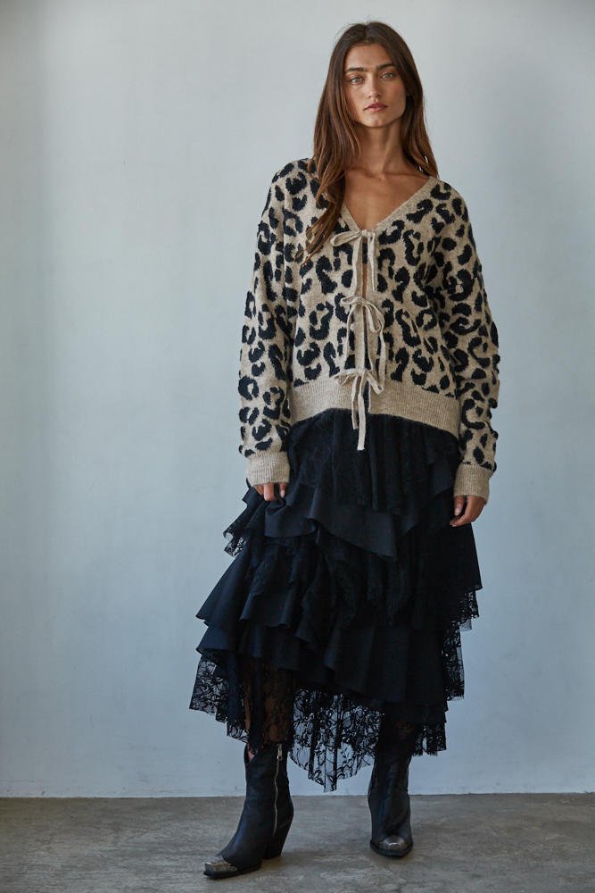 Feline Chic Tie Cardigan - Styled With Claire By Together