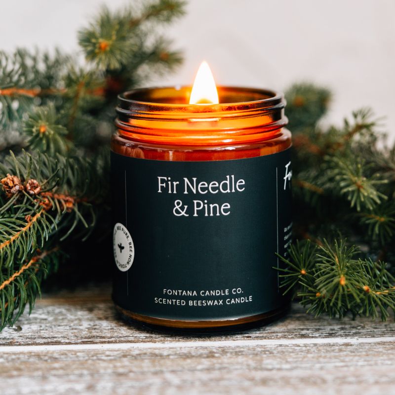 Fir & Pine Essential Oil Beeswax Jar Candle: Non - Toxic - Styled With Claire Fontana Candle Co.