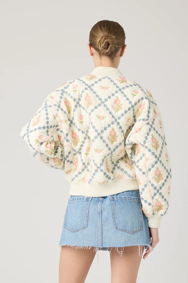 Floral Embroidered Quilted Bomber Jacket - Styled With Claire BLANKNYC