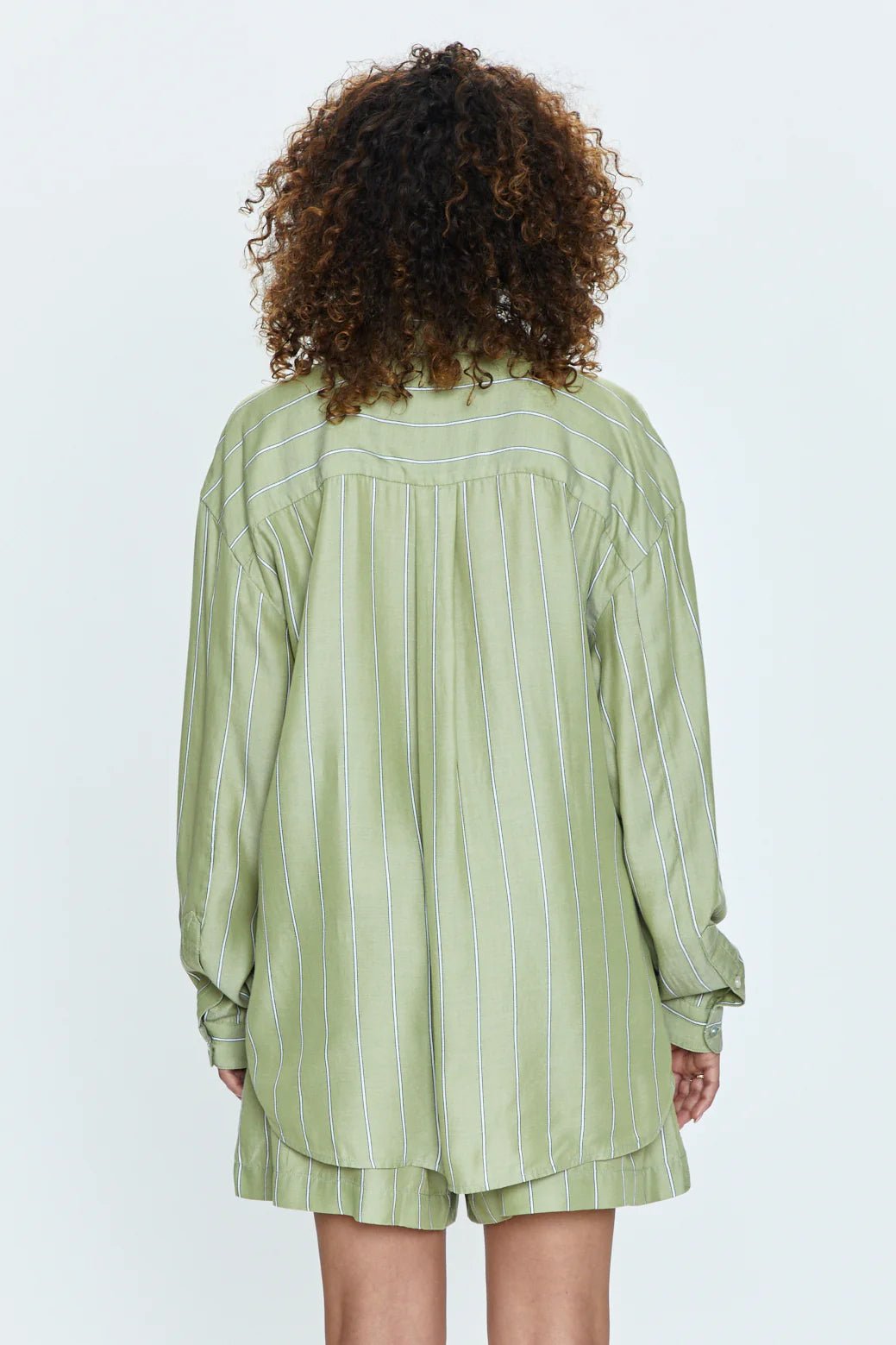 Irene Shirt - Sage Stripe - Styled With Claire Pistola