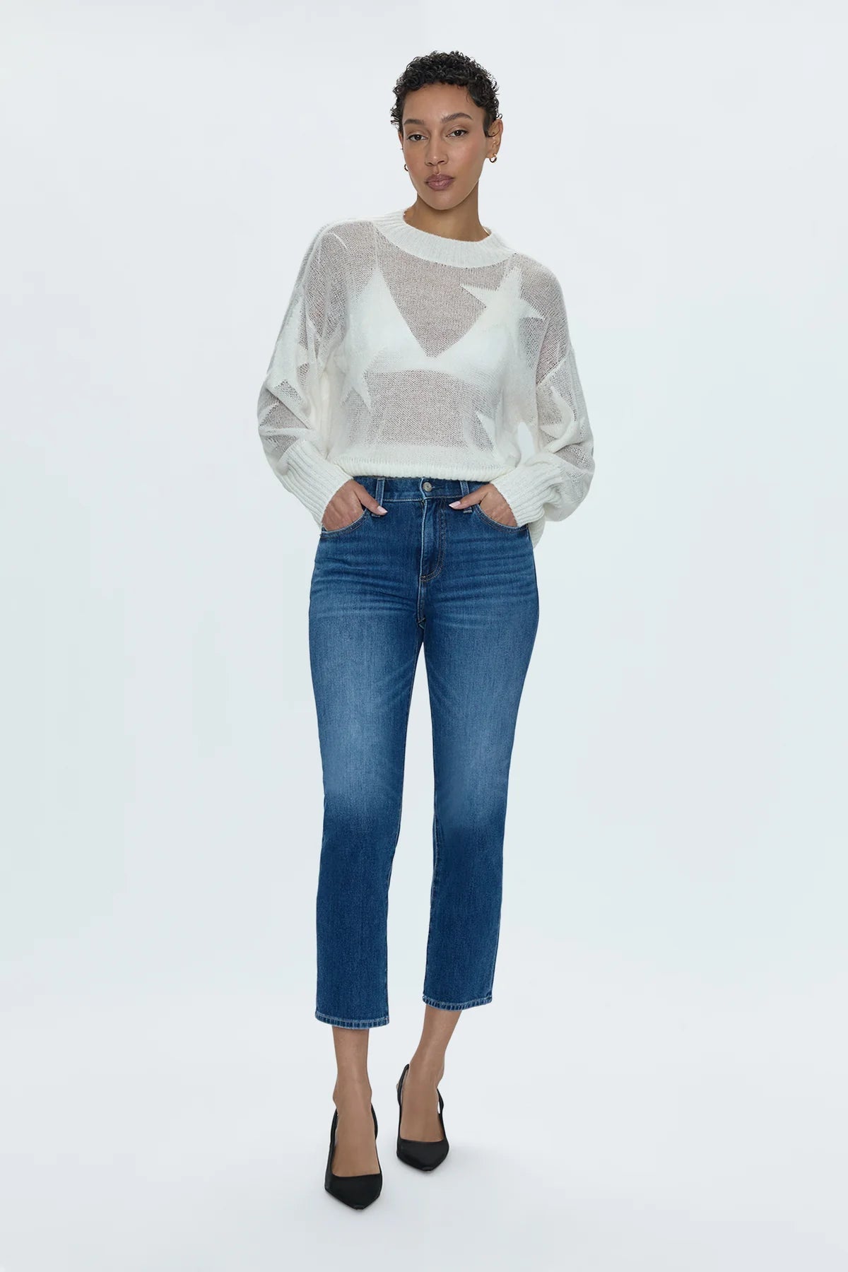 Joslyn Sheer Sweater | Ivory Star - Styled With Claire Pistola