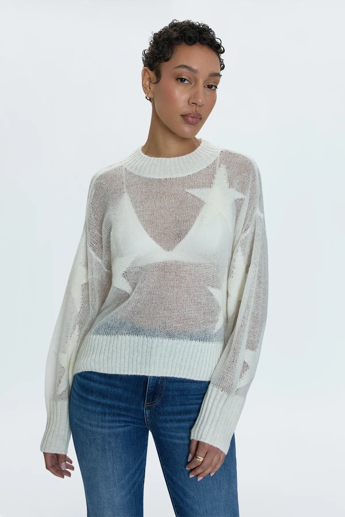 Joslyn Sheer Sweater | Ivory Star - Styled With Claire Pistola