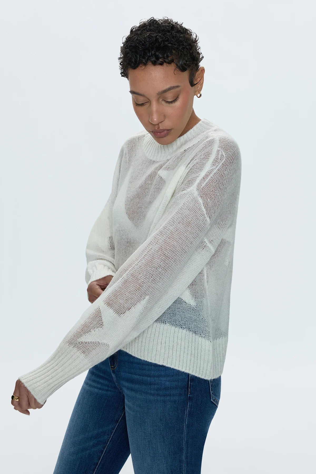 Joslyn Sheer Sweater | Ivory Star - Styled With Claire Pistola