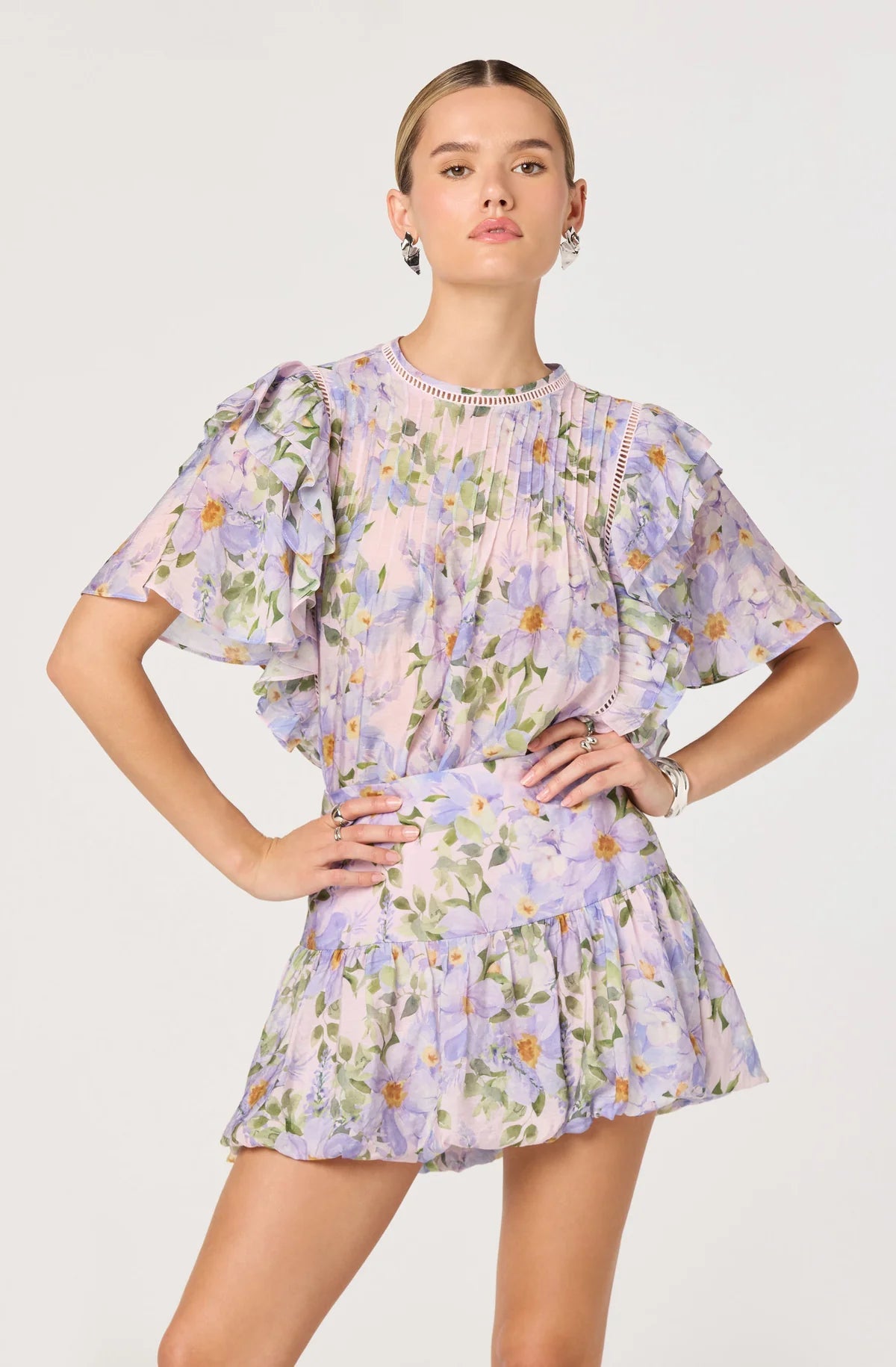 Kinley Ruffle Flutter Sleeve Floral Top - Styled With Claire ASTR THE LABEL