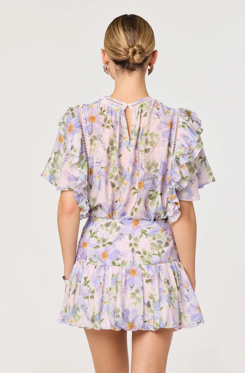 Kinley Ruffle Flutter Sleeve Floral Top - Styled With Claire ASTR THE LABEL