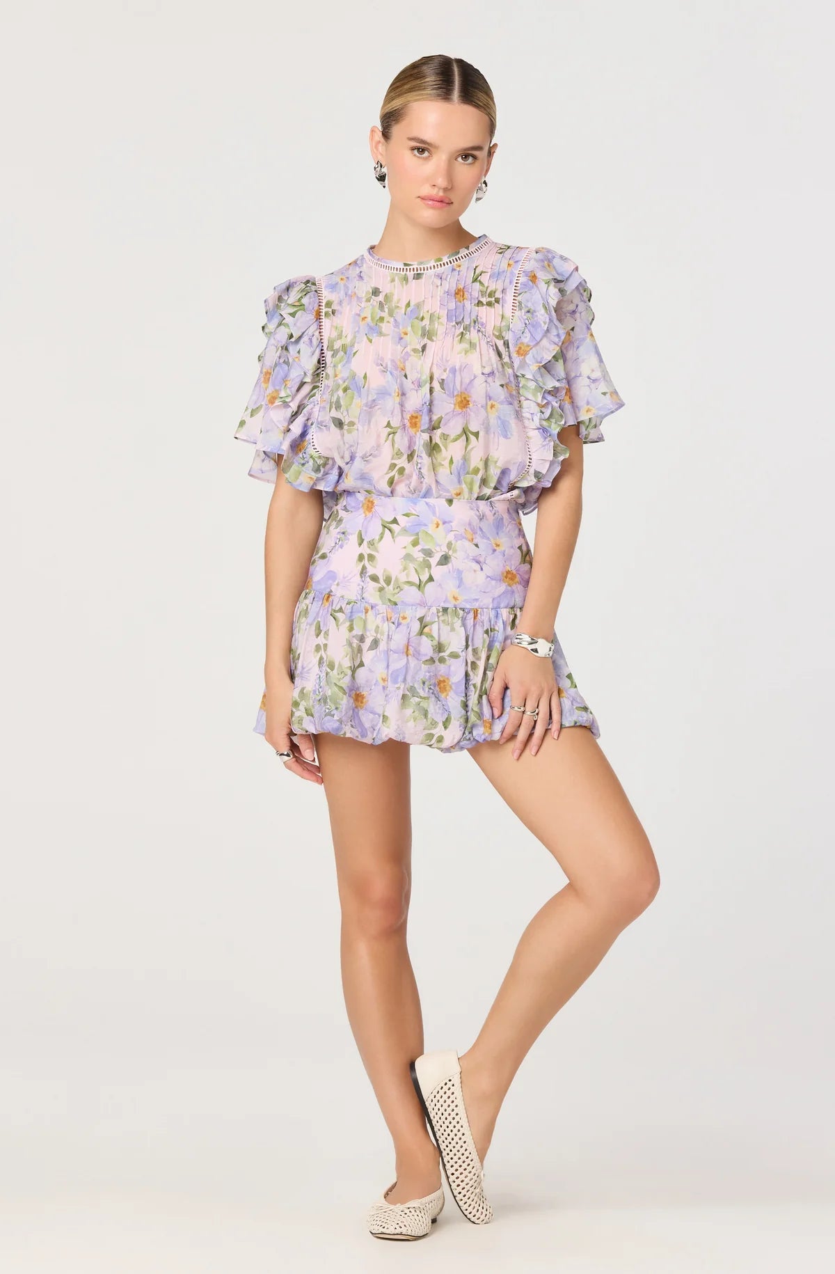 Kinley Ruffle Flutter Sleeve Floral Top - Styled With Claire ASTR THE LABEL