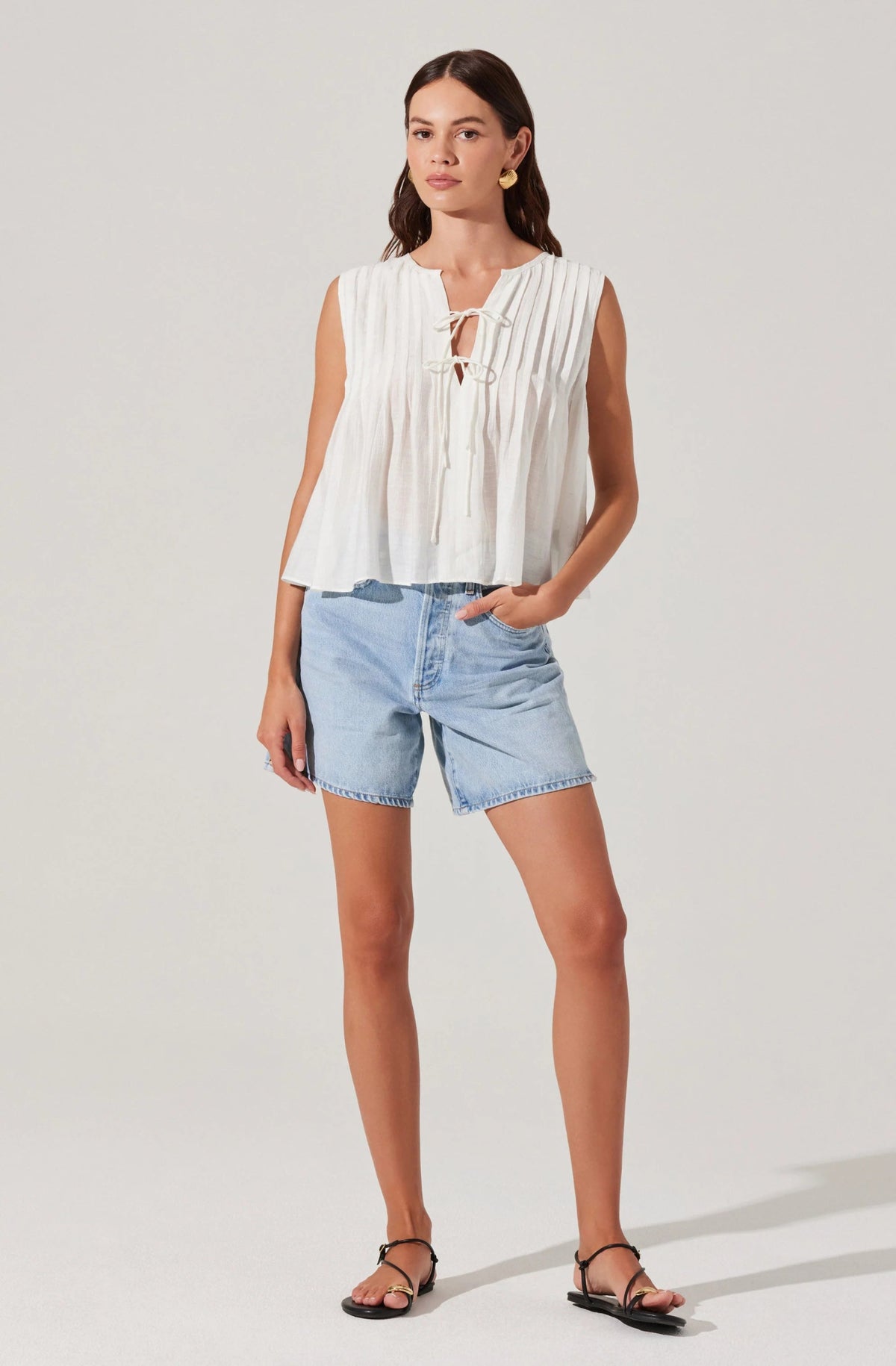 Lavanna Pleated Tie - Front Top - Styled With Claire ASTR THE LABEL