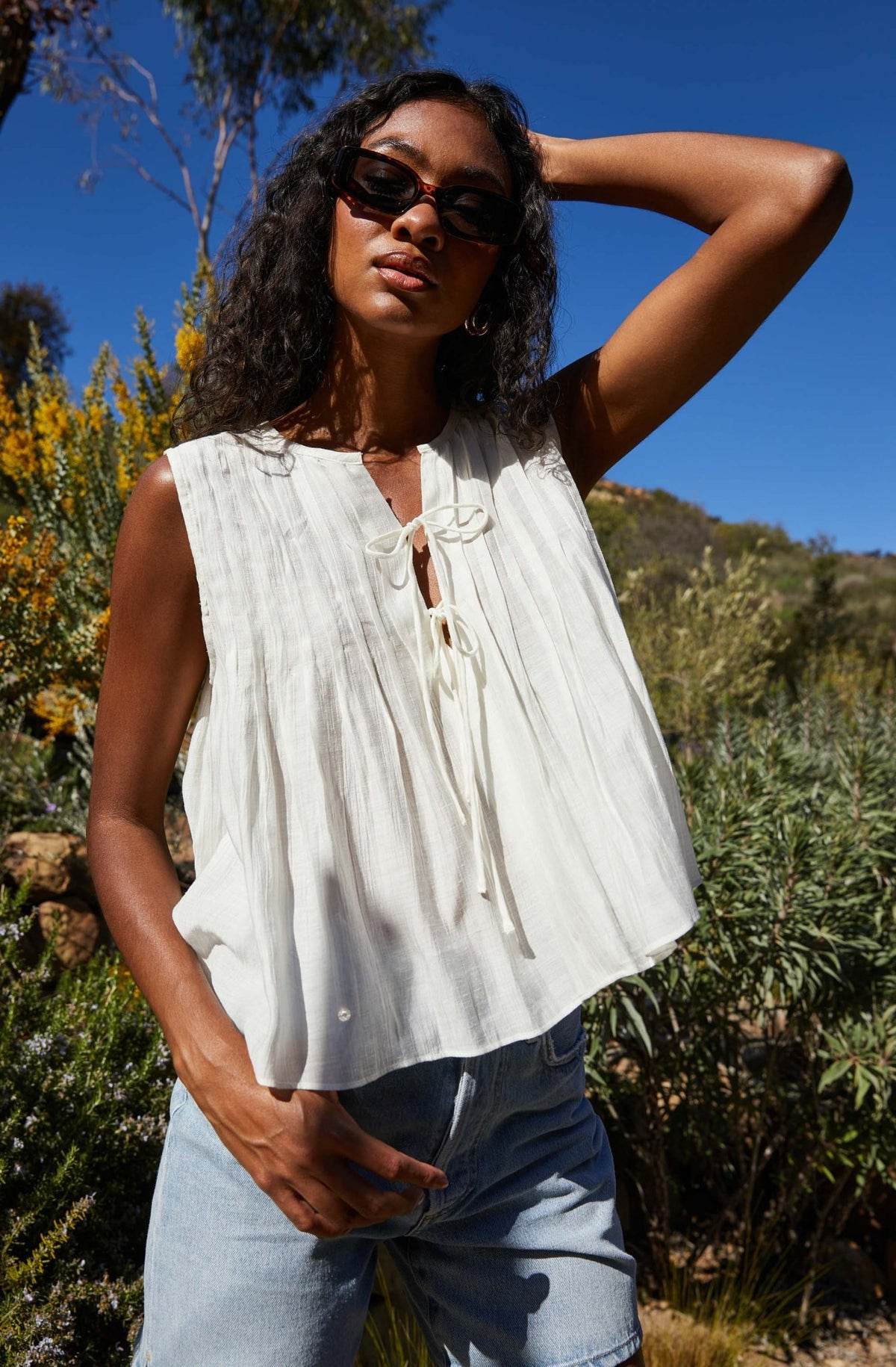 Lavanna Pleated Tie - Front Top - Styled With Claire ASTR THE LABEL