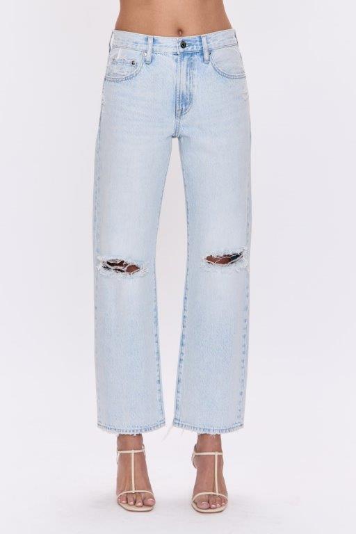 Lexi Mid Rise Bowed Straight | Solstice Distressed - Styled With Claire Pistola