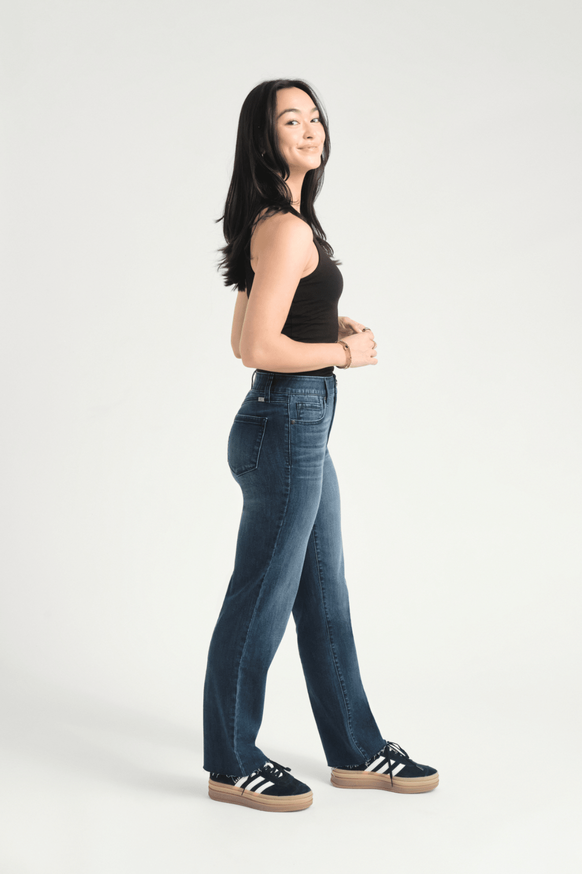 Magic Waistband High Waist Straight Leg Jeans - Styled With Claire 1822 Denim