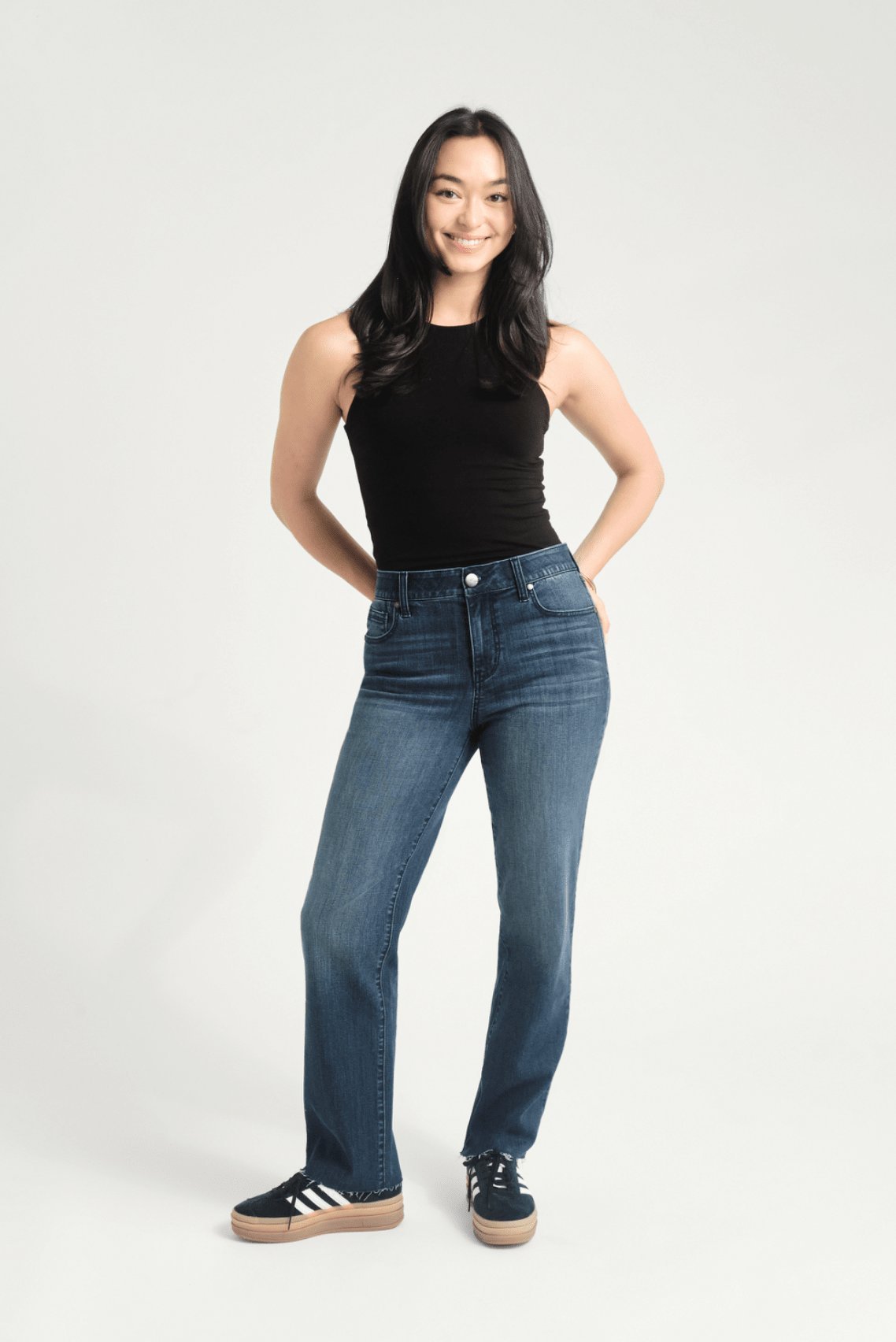 Magic Waistband High Waist Straight Leg Jeans - Styled With Claire 1822 Denim
