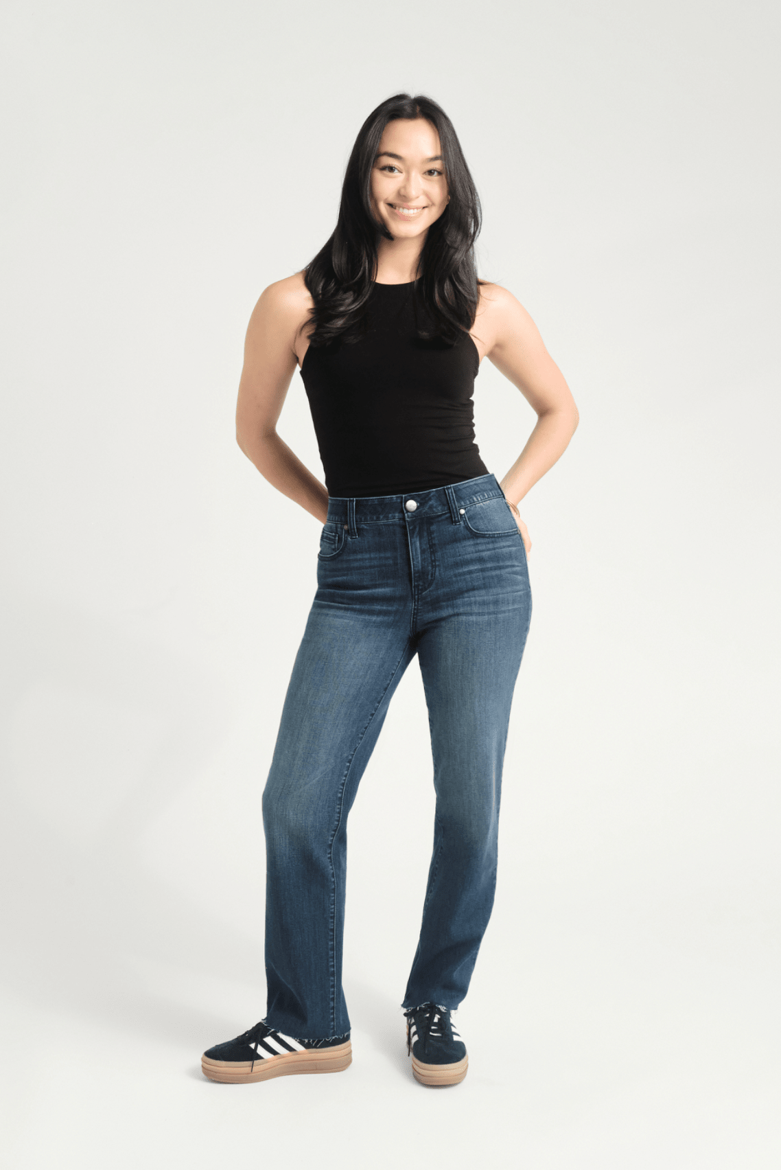 Magic Waistband High Waist Straight Leg Jeans - Styled With Claire 1822 Denim