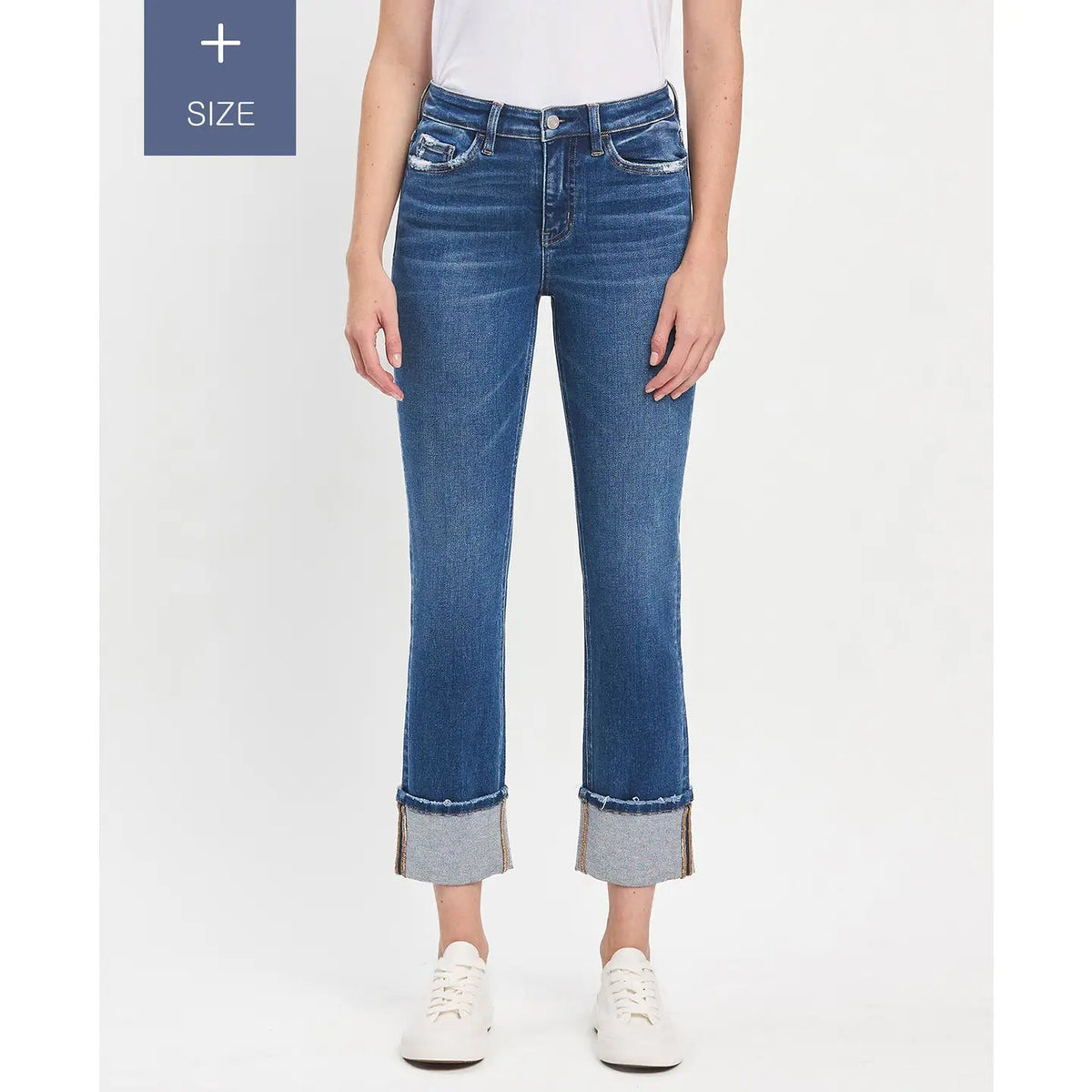 Mallory High Rise Cuff Slim Straight Jeans - Styled With Claire Vervet