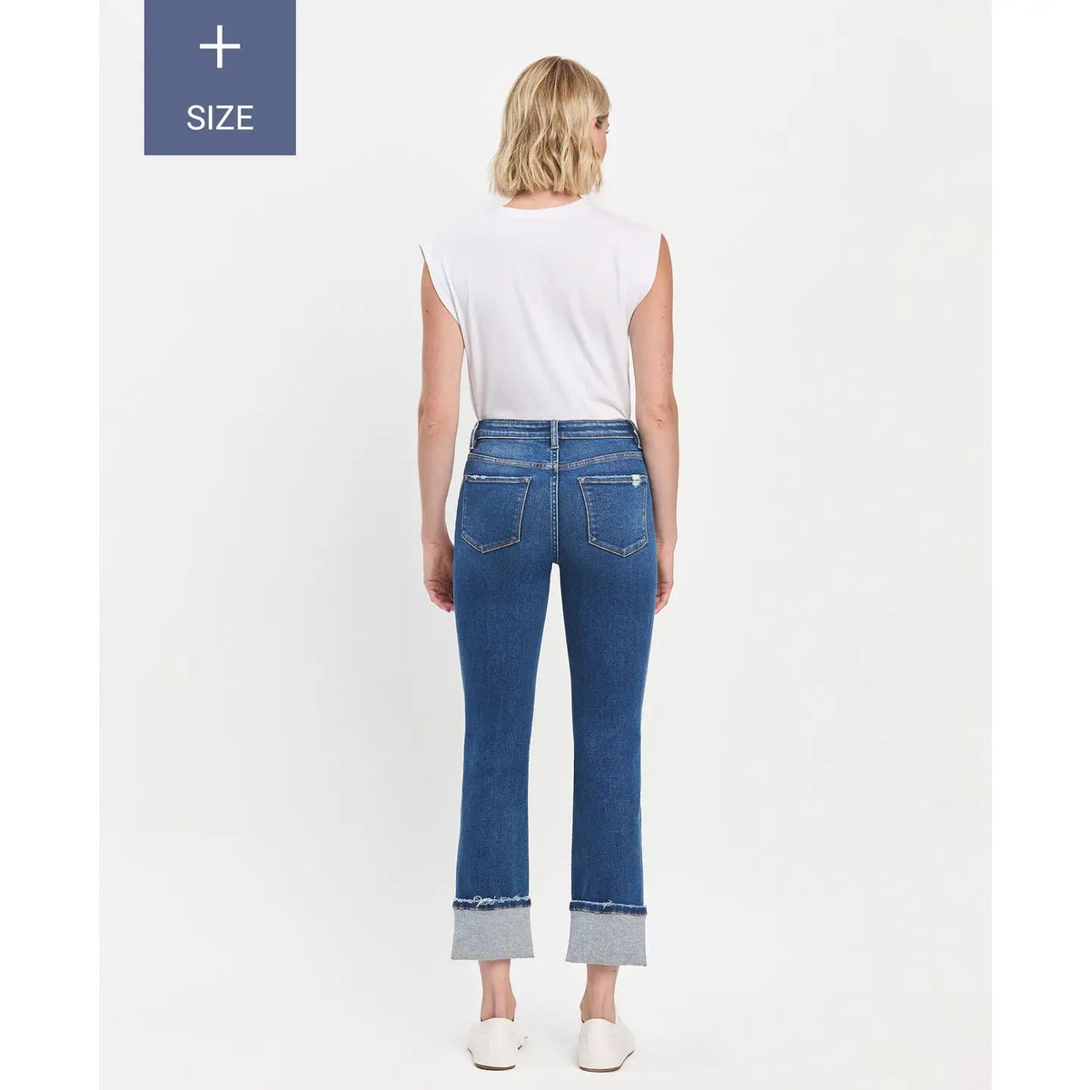 Mallory High Rise Cuff Slim Straight Jeans - Styled With Claire Vervet