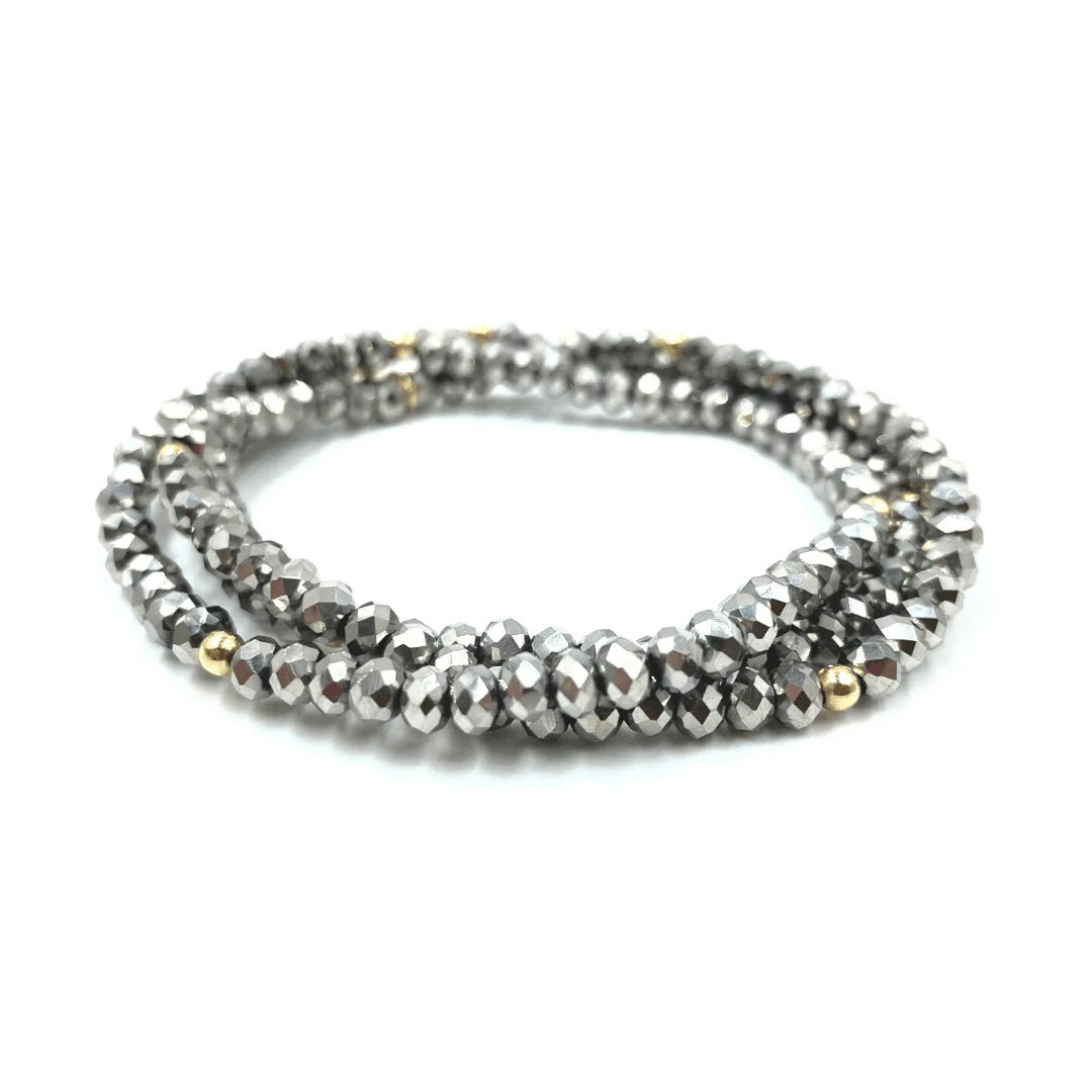 Metallic Gray Shimmer Bracelet Stack - Styled With Claire Erin Gray