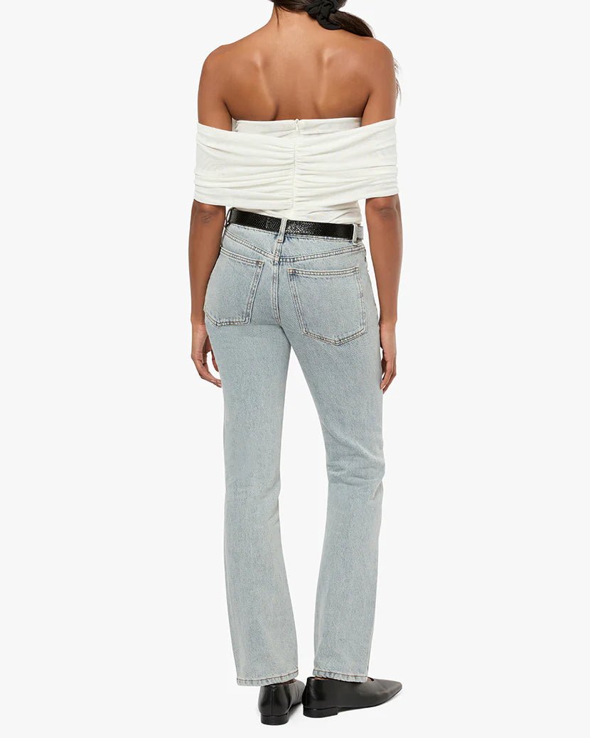 Mid Rise Straight Flare Jean - Styled With Claire WEWOREWHAT