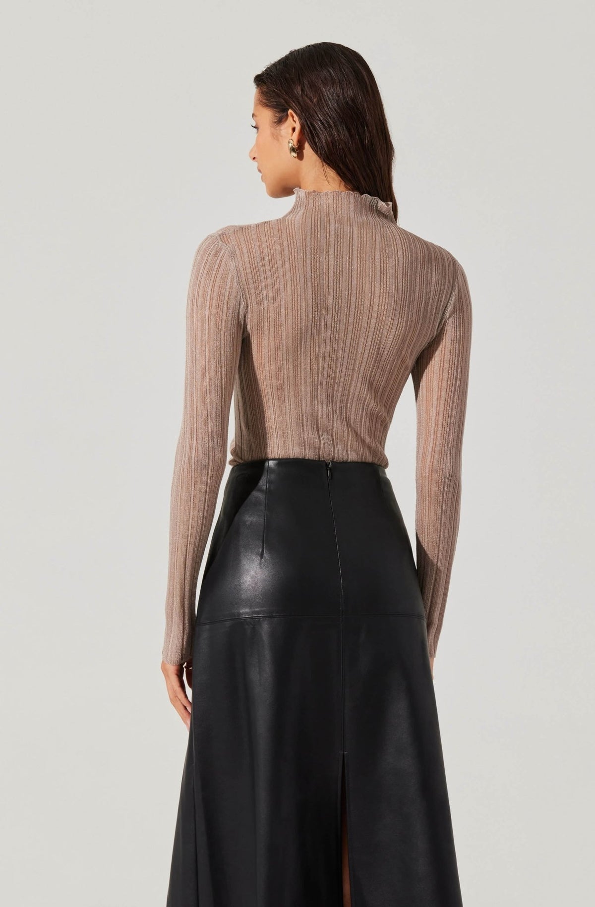 Mock Neck Mesh Contrast Top - Styled With Claire ASTR THE LABEL