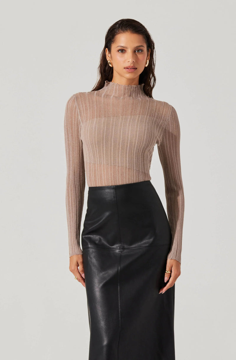 Mock Neck Mesh Contrast Top - Styled With Claire ASTR THE LABEL