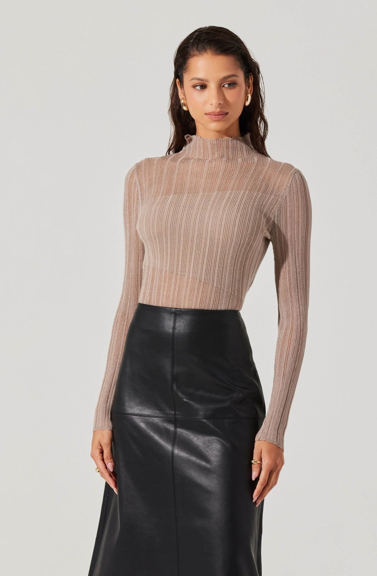 Mock Neck Mesh Contrast Top - Styled With Claire ASTR THE LABEL