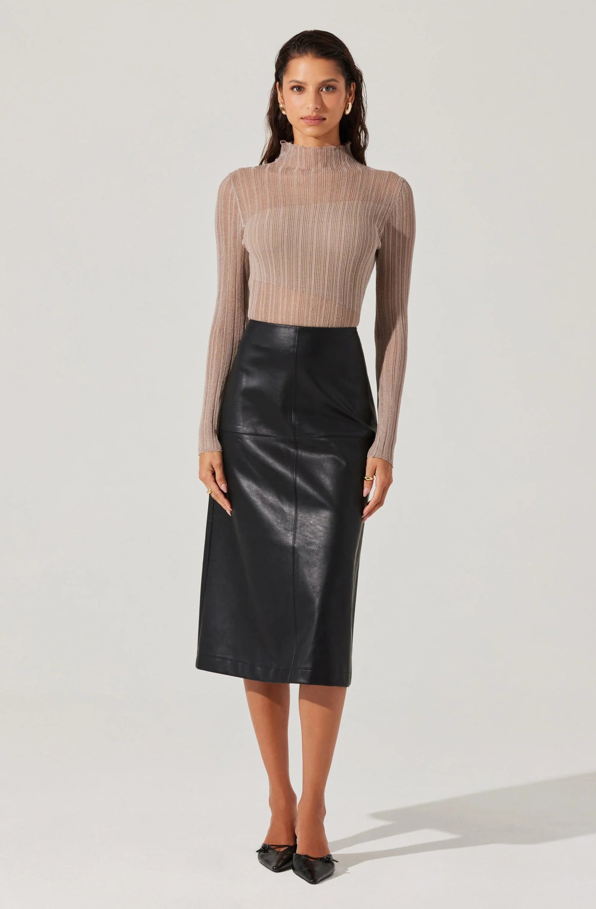 Mock Neck Mesh Contrast Top - Styled With Claire ASTR THE LABEL