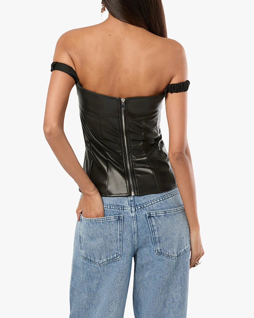 Off Shoulder Vegan Leather Corset - Styled With Claire WEWOREWHAT