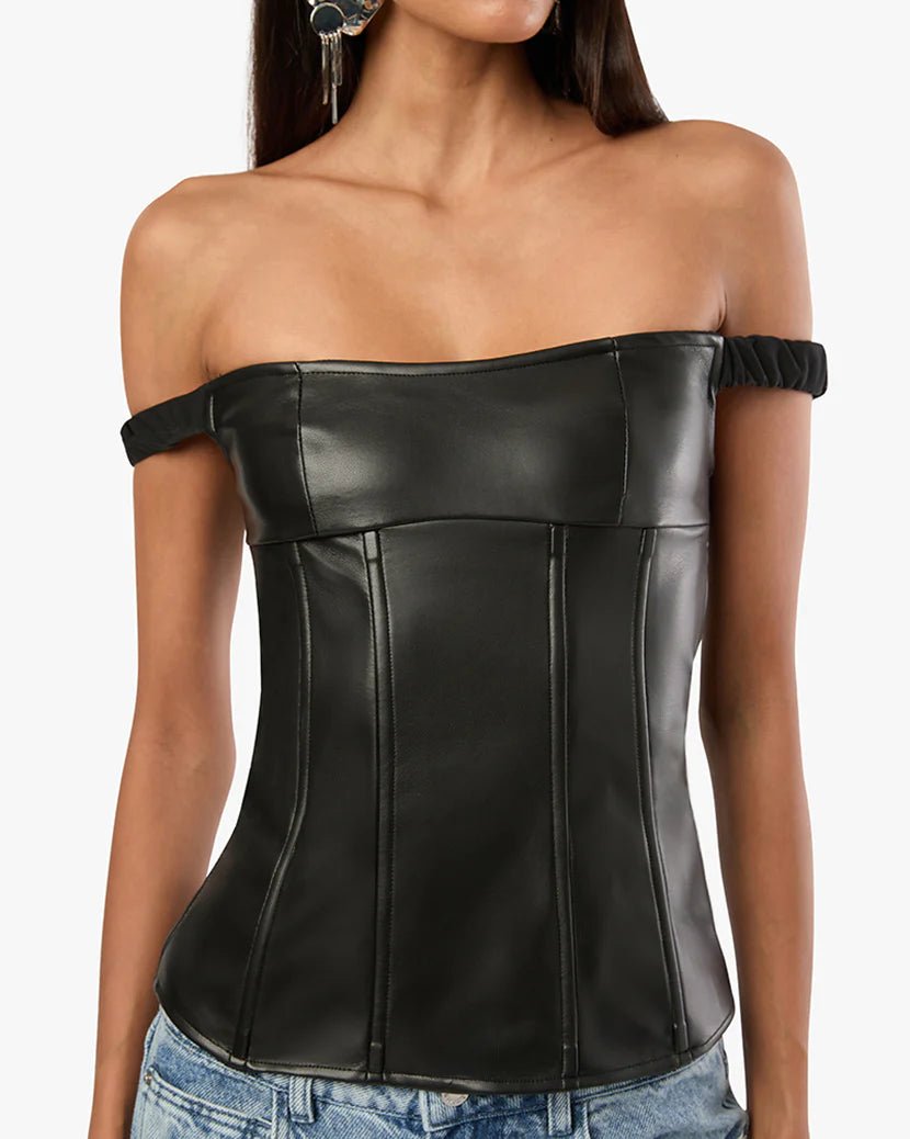 Off Shoulder Vegan Leather Corset - Styled With Claire WEWOREWHAT