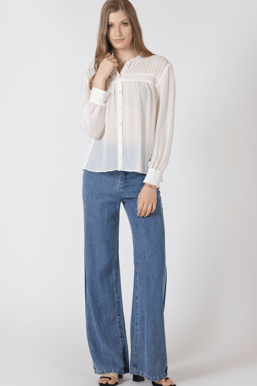 Pintuck Detail Blouse - Styled With Claire BLACK TAPE