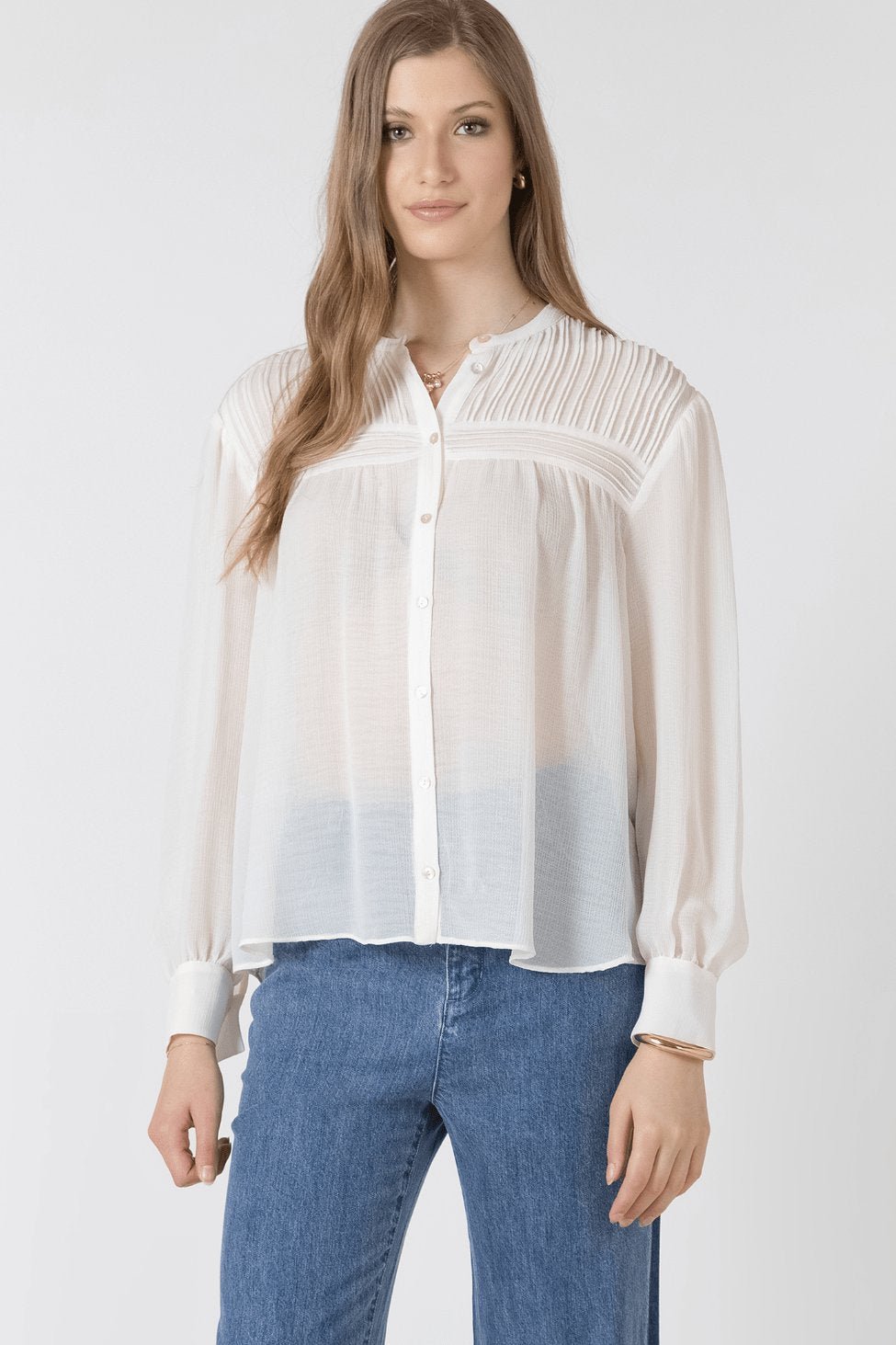 Pintuck Detail Blouse - Styled With Claire BLACK TAPE