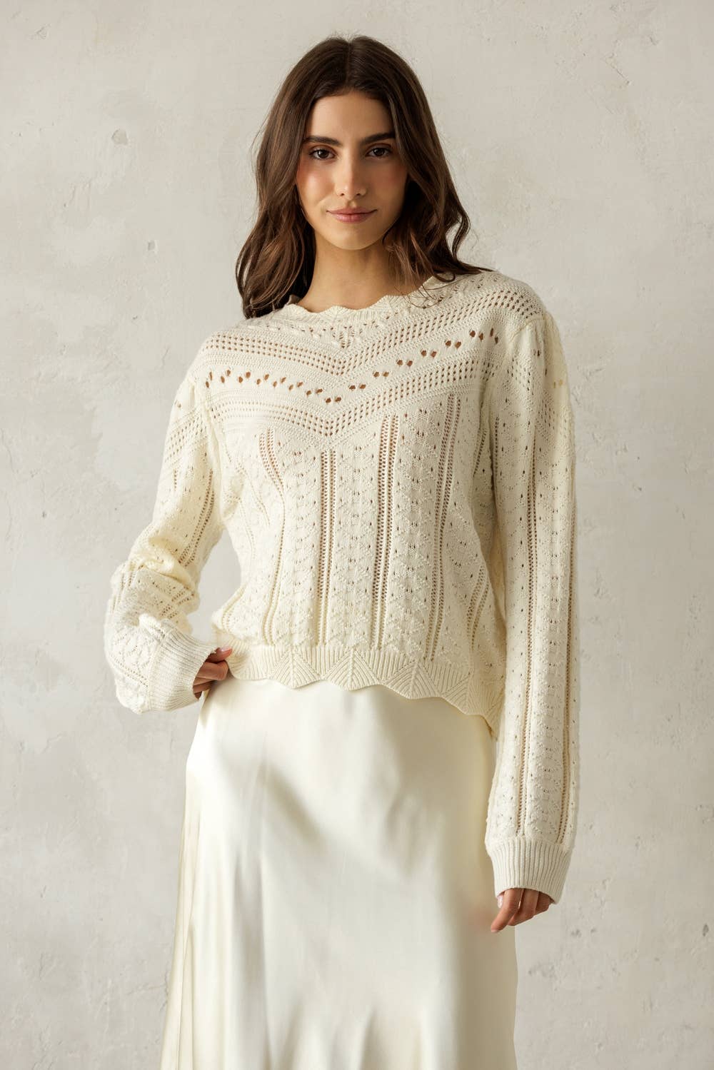 Pointelle Knit Sweater - Styled With Claire STORIA
