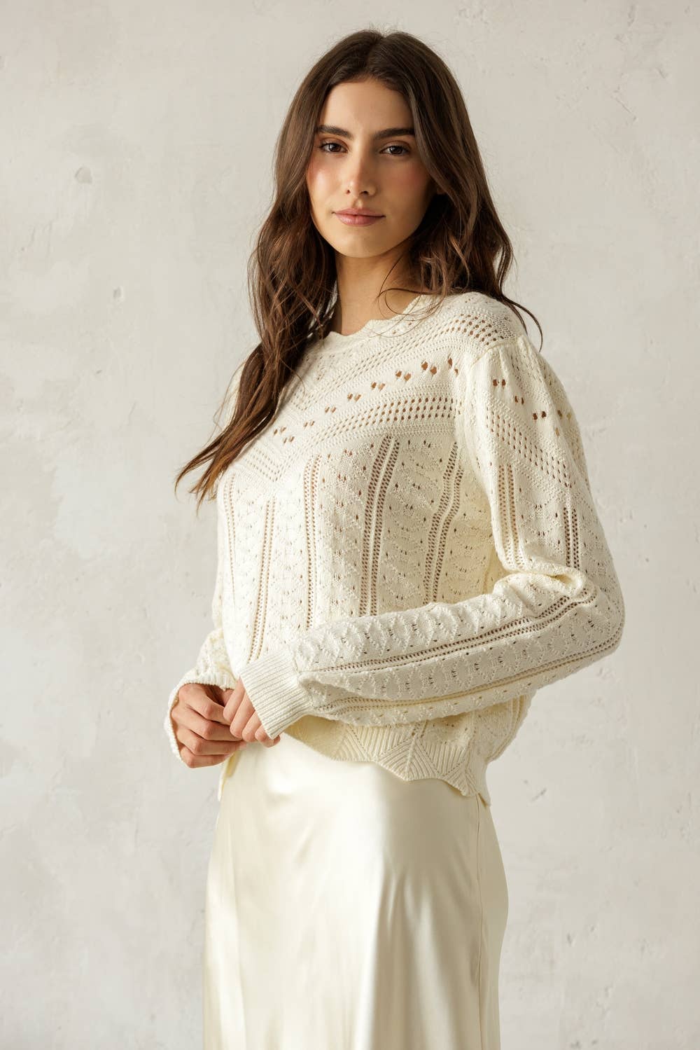 Pointelle Knit Sweater - Styled With Claire STORIA