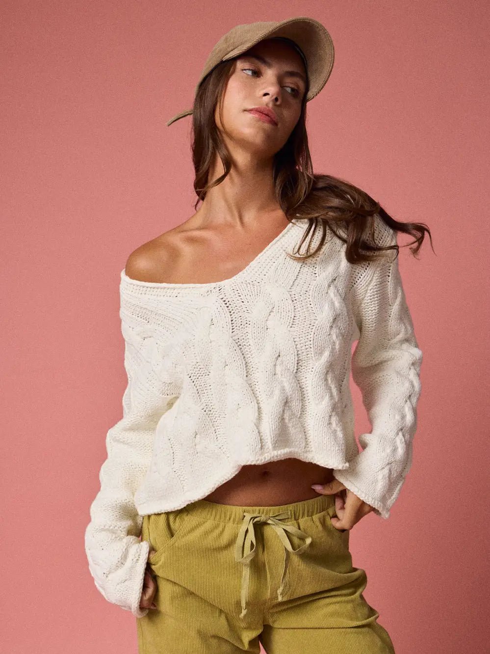 Sophia Cable Knit Crop Sweater - Styled With Claire Papermoon