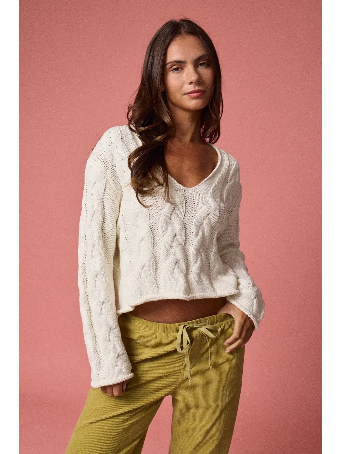 Sophia Cable Knit Crop Sweater - Styled With Claire Papermoon